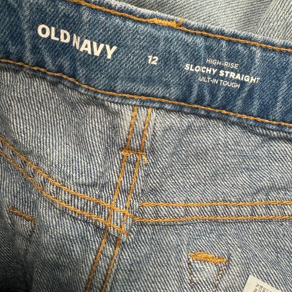 Old Navy Girls High Rise Slouchy Straight Jeans Distressed 100% Cotton Light 12 - Picture 8 of 10